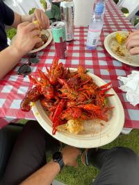 a plate of boiled crawfish